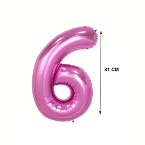 Balon din Folie Flippy, Cifra 6, 81 cm, Pentru Aer sau Heliu, Bulk, Mov - Img 2