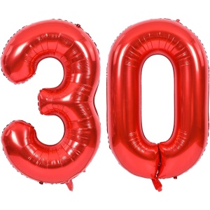 Balon din Folie Metalizata Flippy, Figurina Cifra, Tema Aniversare 100 cm, Ambalaj Individual, Pai inclus, Umflare cu Aer sau Heliu, Rosu, Cifra 3 - Img 5