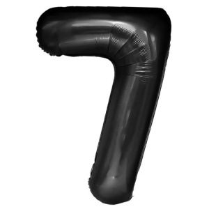 Balon din Folie Metalizata, Flippy, Figurina Cifra, Tema Aniversare 100 cm, Ambalaj Individual, Pai inclus, Umflare cu Aer sau Heliu, Negru, Cifra 7 - Img 1