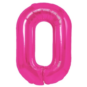 Balon din Folie Metalizata Flippy, Figurina Cifra, Tema Aniversare 40 cm, Ambalaj Individual, Pai inclus, Umflare cu Aer sau Heliu, Roz, Cifra 0 - Img 3