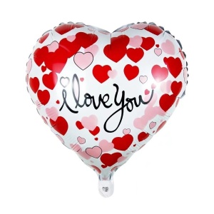 Balon din Folie Metalizata, Flippy, Figurina Inimioara, Model I LOVE YOU, Tematica Iubire, 45 cm, Ambalaj Individual, Pai Inclus, Umflare cu Aer sau Heliu, Rosu - Img 3