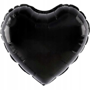 Balon din Folie Metalizata, Flippy, Figurina Inimioara, Model Simplu, Tematica Iubire, 40 cm, Ambalaj Individual, Pai Inclus, Umflare cu Aer sau Heliu, Negru - Img 2