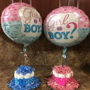 Balon din Folie Metalizata, Flippy, Figurina Rotunda, Model Girl or Boy, Tema Gender Reveal, 45 cm, Ambalaj Individual, Pai Inclus, Umflare cu Aer sau Heliu, Albastru/Roz - Img 2