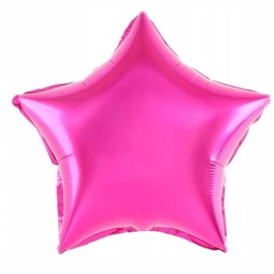 Balon din Folie Metalizata, Flippy, Figurina Stea, Model Simplu, Tematica Aniversare, 40 cm, Ambalaj Individual, Pai Inclus, Umflare cu Aer sau Heliu, Roz - Img 1