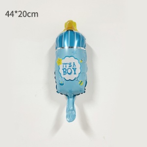 Balon din Folie Metalizata, Flippy, Mini Figurina Biberon, Model It's a Boy, Tematica Gender Reveal, 44x20 cm, Ambalaj Individual, Pai Inclus, Umflare cu Aer sau Heliu, Albastru - Img 2