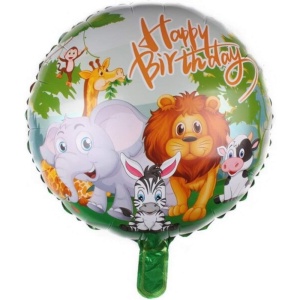 Balon din Folie Metalizata, Flippy, Mini Figurina Rotunda, Model Animalute, Happy Birthday, Tematica Aniversare, 45 cm, Ambalaj Individual, Pai Inclus, Umflare cu Aer sau Heliu, Multicolor - Img 5