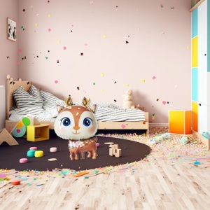Balon din Folie Metalizata, Flippy, Mini Figurine, Model Cerb, Tematica Aniversare, 49x74.5 cm, Ambalaj Individual, Pai Inclus, Umflare cu Aer sau Heliu, Maro - Img 3