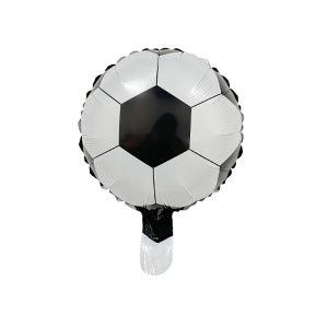 Balon din Folie Metalizata, Flippy, Mini Figurine, Model Minge de Fotbal, Tematica Aniversare, 30x24 cm, Ambalaj Individual, Pai Inclus, Umflare cu Aer sau Heliu, Alb-Negru - Img 1