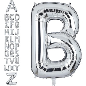 Balon Folie Metalizata Litera B, Flippy, 40 cm, Umflati cu Heliu sau Aer, Ambalaj Individual, Pai inclus, Argintiu - Img 5