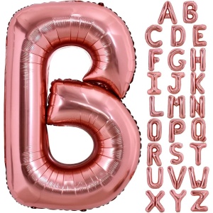 Balon Folie Metalizata Litera B, Flippy, 80 cm, Umflati cu Heliu sau Aer, Ambalaj Individual, Pai inclus, Rose Gold - Img 8
