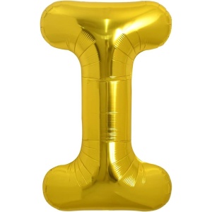 Balon Folie Metalizata Litera I, Flippy, 40 cm, Umflati cu Heliu sau Aer, Ambalaj Individual, Pai inclus, Auriu - Img 4