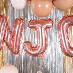 Balon Folie Metalizata Litera J, Flippy, 40 cm, Umflati cu Heliu sau Aer, Ambalaj Individual, Pai inclus, Rose Gold - Img 6