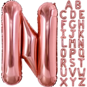 Balon Folie Metalizata Litera N, Flippy, 80 cm, Umflati cu Heliu sau Aer, Ambalaj Individual, Pai inclus, Rose Gold - Img 4