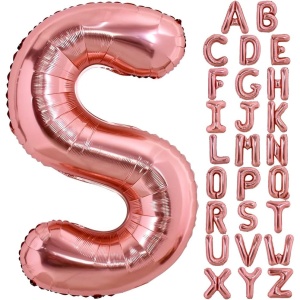 Balon Folie Metalizata Litera S, Flippy, 80 cm, Umflati cu Heliu sau Aer, Ambalaj Individual, Pai inclus, Rose Gold - Img 4