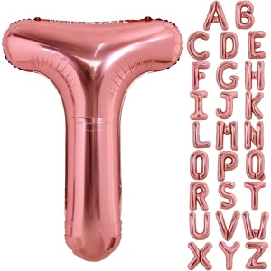 Balon Folie Metalizata Litera T, Flippy, 80 cm, Umflati cu Heliu sau Aer, Ambalaj Individual, Pai inclus, Rose Gold - Img 8