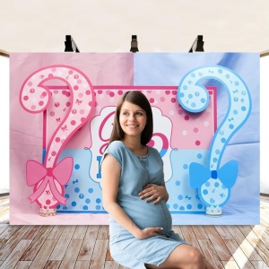 Banner pentru Petrecere, Flippy, Model Girl or Boy, Tematica Gender Reveal, 150 x 100 cm, Albastru Roz - Img 5