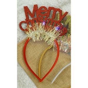 Bentita/cerc Mery Cristmas, culoare rosu cu sclipici, marime standard, Flippy - Img 10