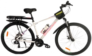 Bicicleta MTB 29″ BR Tornado Trekking cu Carrier, cadru Aluminiu, 21 viteze, cu Shimano, Alb - Img 1