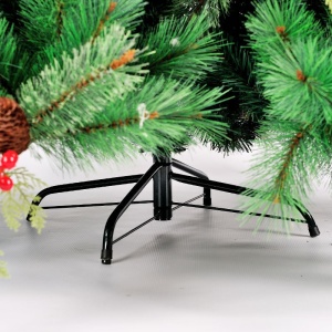 Brad Artificial de Craciun Bogat, Decorat cu Conuri Pin Rosii, pentru Interior/Exterior, Inaltime 120 cm, Flippy, Verde, suport metalic inclus - Img 4