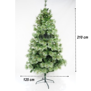 Brad artificial de Craciun tip pin, pentru interior/exterior, inaltime 210 cm, diametru 125 cm, 980 ramuri, Flippy, verde, suport metalic inclus - Img 4