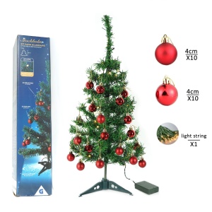 Brad Artificial Impodobit, 60 cm, suport plastic cu instalatie luminoasa 20 LED alb cald + 20 globuri rosii incluse, Flippy - Img 3