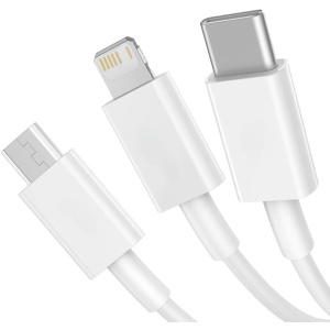 Cablu USB 3in1 Flippy SX - 21, USB la micro USB/USB-C/compatibil iphone, 3A, 1.2m (alb) - Img 2