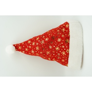 Caciulita de Mos Craciun, Flippy,cu ornament auriu fulg de nea, rosie, marime universala, material textil - Img 2