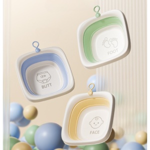 Cada Pliabila pentru Baie pentru Copii, Flippy, Cadita pentru Bebelusi, Model Patrat pentru Fundulet, Albastru, 32x27.5x3.7 cm, 4 L - Img 3