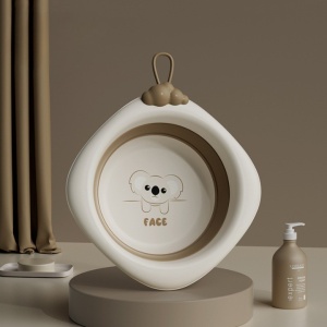 Cada Pliabila pentru Baie pentru Copii, Flippy, Cadita pentru Bebelusi, Model Romb pentru Fata Koala, Maro, 30x30x3.5 cm, 4L - Img 6
