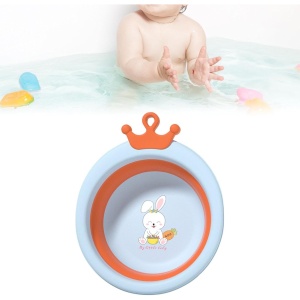 Cada Pliabila pentru Baie pentru Copii, Flippy, Cadita pentru Bebelusi, Model Rotund cu Iepuras, Blue, 30x31x3.5 cm, 3.3 L - Img 6