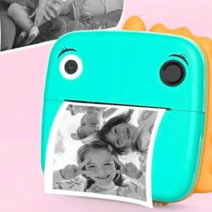 Camera Instantanee pentru Copii, Flippy, Camera Frontala + Selfie, cu Functie de Printare, Cablu USB-C, Bluetooth, Compatibil iOS/Android, Model Dinozaur, Snur Inclus, Verde - Img 3