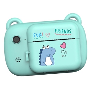 Camera Instantanee pentru Copii, Flippy, Camera Frontala + Selfie, cu Functie de Printare, Cablu USB-C, Bluetooth, Compatibil iOS/Android, Imprimare APP, Model Dino Love, Albastru - Img 2