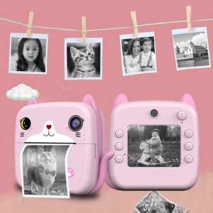 Camera Instantanee pentru Copii, Flippy, cu Functie de Printare, Camera Frontala + Selfie, Cablu USB-C, Bluetooth, Compatibil iOS/Android, Imprimare APP, Model Pisica, Roz - Img 5