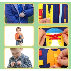 Carte Senzoriala Educativa Montessori, Flippy, Dezvoltare Abilitati Motorii, 3 Pagini, Model Alfabet, 28x25x4 cm, Albastru - Img 5
