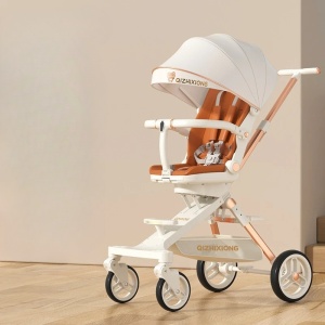 Carucior Sport Flippy 3in1, 6-36 Luni, Pliabil, Tavita pentru Masa, Pat de Dormit, Centura de Siguranta, Roti 360 Grade, Reversibil, Parasolar, Maner Reglabil, 64 x 35 x 100 cm, Alb - Img 2