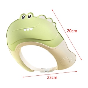 Casca de Dus, Flippy, Previne Scurgerea Apei si Samponului pe Fata, 0-12 Ani, Ajustabila, din TPE+PP, 20 x 23 cm, Model Crocodil, Verde - Img 2