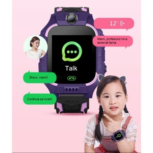 Ceas Smartwatch Flippy, Pentru Copii, Model Q19 Z6, Localizare LBS, Istoric Traseu, Monitorizare Spion, Camera Foto, Lanterna, Chat Vocal, Apel SOS, Roz/Mov - Img 5