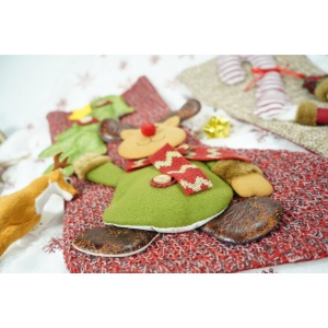 Ciorap Cadouri, Flippy, cu model ren, rosu, marimea 20x45 cm, textil, interior - Img 3