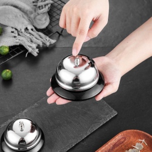 Clopotel sonerie metalica Flippy, pentru receptie hoteluri, baruri, restaurante, material metal si plastic, 6 x 8.5 cm, argintiu - Img 4