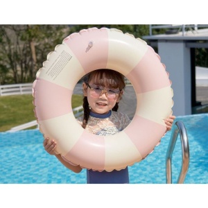 Colac de inot gonflabil pentru copii, In dungi Roz- Galben, Flippy, diametru 66 cm - Img 2