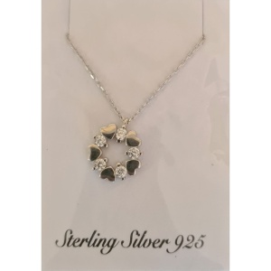 Colier Argint 925 Coronita din 5 Inimi, cu Zirconiu, Alb