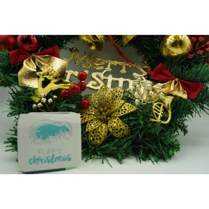Coronita de Craciun pentru usa, Rosu/Auriu/Verde, 40 cm, PVC, Artificiala, Decorata, Interior/Exterior, Flippy - Img 4