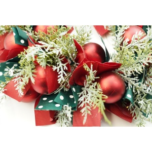 Coronita de Craciun pentru usa, Rosu/Verde, 40 cm, PVC, Artificiala, Decorata, cu LED, Interior/Exterior, Flippy - Img 4