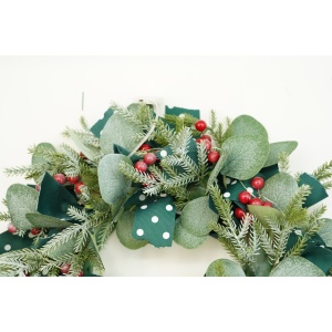 Coronita de Craciun pentru usa, Rosu-Verde, 40 cm, PVC, Artificiala, Decorata, Interior/Exterior, Flippy - Img 4