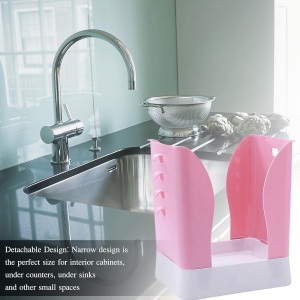 Cos de Gunoi Extensibil, Flippy, din Plastic, Reglabil, Pliabil, Versatil, pentru Bucatarie, Baie sau Birou, Cos Universal, 21x25x17 cm, Roz Alb - Img 3