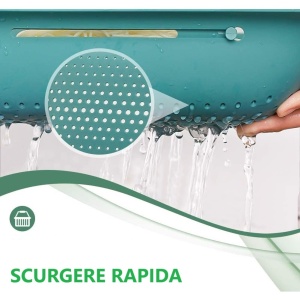 Cos pentru Scurgere Chiuveta de Bucatarie, Flippy, Plastic, Telescopic, 36x20x5 cm, Verde - Img 3