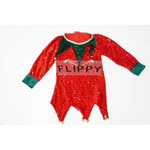 Costum Craciun, Flippy, Spiridus, rosu, 7 -9 ani, catifea - Img 2