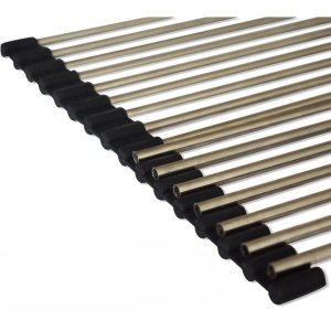 Covoras de Scurgere pentru Chiuveta Bucatarie, din Otel Inoxidabil, Suport Chiuveta, Pliabil, Antiderapant, Usor de Curatat si de Depozitat, 37x30 cm, 15 Tuburi, Negru - Img 5
