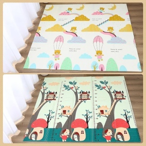 Covoras pentru Copii, Flippy, cu 2 Fete, Model Ursulet/Catelusi, din XPE+PE, Impermeabil, Antiderapant, Protectie Termica, +3 Luni, Pliabil, 150 x 200 x 1.5 cm, Multicolor - Img 3