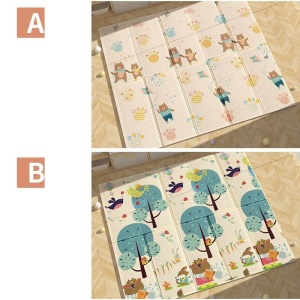 Covoras pentru Copii, Flippy, cu 2 Fete, Model Zmeu/Ursi, din XPE+PE, Impermeabil, Antiderapant, Protectie Termica, +3 Luni, Pliabil, 180 x 200 x 1.5 cm, Multicolor - Img 9
